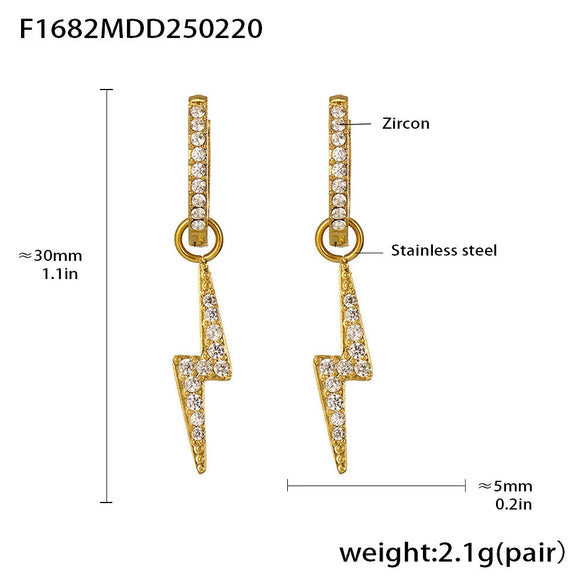 Wholesale Fashion Light Luxury Butterfly Zircon Pendant Earrings Stainless Steel Geometric Electroplated