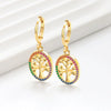 Wholesale Fashion Light Luxury Copper Electroplated Geometric Life Tree Earrings For Women