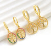 Wholesale Fashion Light Luxury Copper Electroplated Geometric Life Tree Earrings For Women
