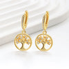 Wholesale Fashion Light Luxury Copper Electroplated Geometric Life Tree Earrings For Women