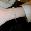 Wholesale Fashion Light Luxury Copper Electroplating Heart Pattern Zircon Flower Love Adjustable Women's Bracelet