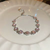 Wholesale Fashion Light Luxury Copper Electroplating Heart Pattern Zircon Flower Love Adjustable Women's Bracelet