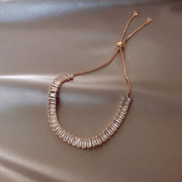 Wholesale Fashion Light Luxury Copper Electroplating Heart Pattern Zircon Flower Love Adjustable Women's Bracelet
