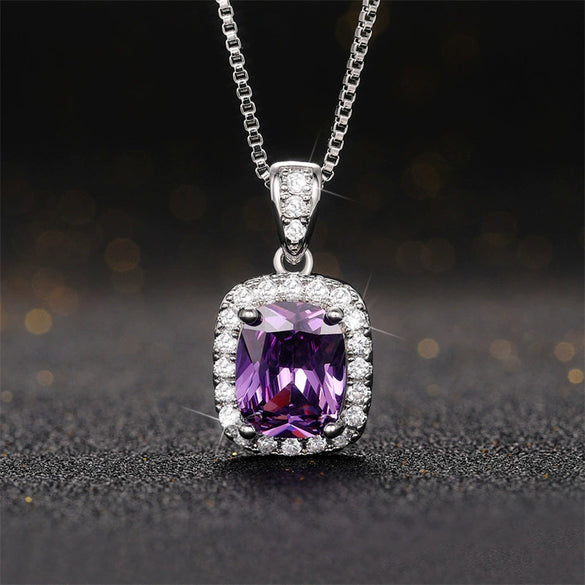 Wholesale Fashion Light Luxury Copper Mixed Gem Inlay Pendant Necklace For Women