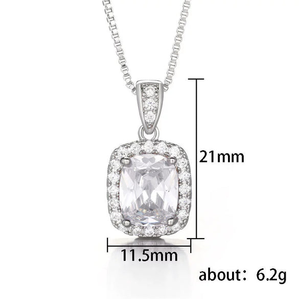 Wholesale Fashion Light Luxury Copper Mixed Gem Inlay Pendant Necklace For Women