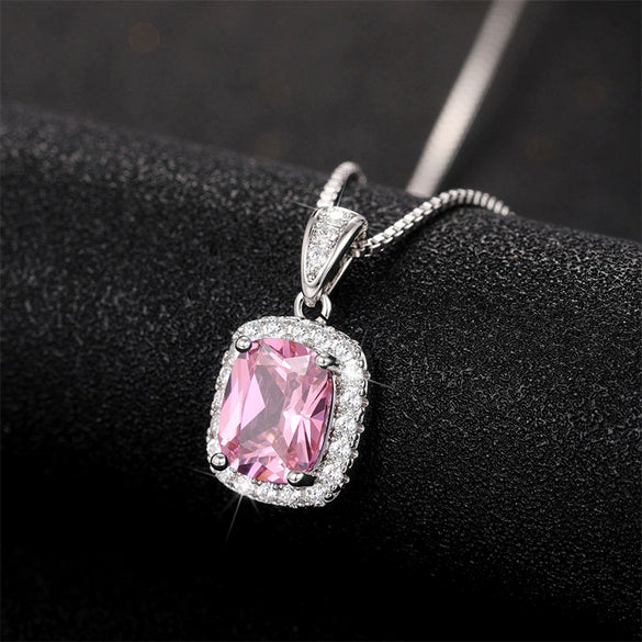 Wholesale Fashion Light Luxury Copper Mixed Gem Inlay Pendant Necklace For Women