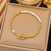 Wholesale Fashion Light Luxury Electroplated Stainless Steel Geometric And Heart Shape Bracelet For Women