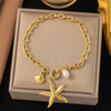 Wholesale Fashion Light Luxury Electroplated Stainless Steel Geometric And Heart Shape Bracelet For Women