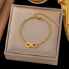 Wholesale Fashion Light Luxury Electroplated Stainless Steel Geometric And Heart Shape Bracelet For Women