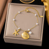 Wholesale Fashion Light Luxury Electroplated Stainless Steel Geometric And Heart Shape Bracelet For Women