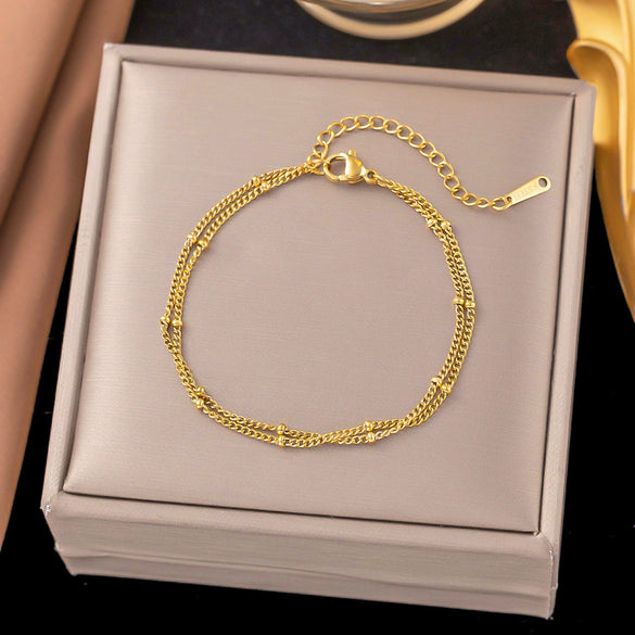 Wholesale Fashion Light Luxury Electroplated Stainless Steel Geometric And Heart Shape Bracelet For Women