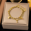 Wholesale Fashion Light Luxury Electroplated Stainless Steel Geometric And Heart Shape Bracelet For Women