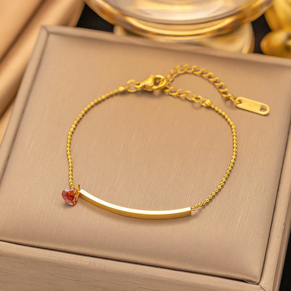 Wholesale Fashion Light Luxury Electroplated Stainless Steel Geometric And Heart Shape Bracelet For Women
