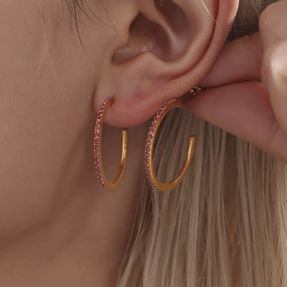 Wholesale Fashion Light Luxury Elegant Women's Titanium Steel Zircon Earrings With Geometric Design And Electroplating Treatment