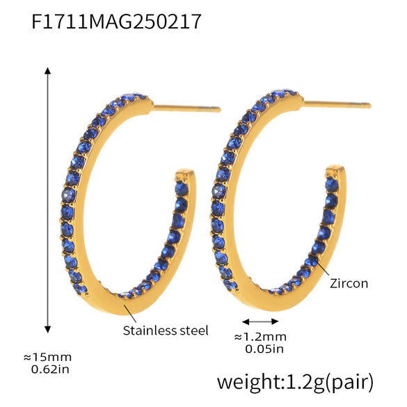 Wholesale Fashion Light Luxury Elegant Women's Titanium Steel Zircon Earrings With Geometric Design And Electroplating Treatment