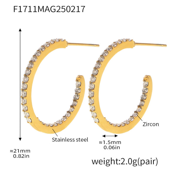 Wholesale Fashion Light Luxury Elegant Women's Titanium Steel Zircon Earrings With Geometric Design And Electroplating Treatment