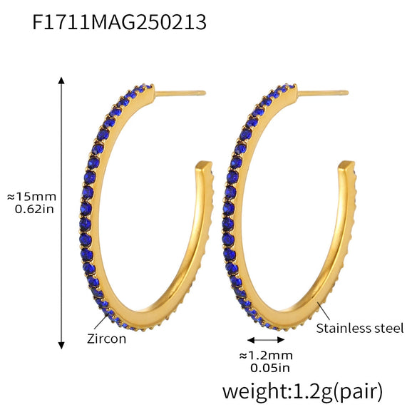 Wholesale Fashion Light Luxury Elegant Women's Titanium Steel Zircon Earrings With Geometric Design And Electroplating Treatment