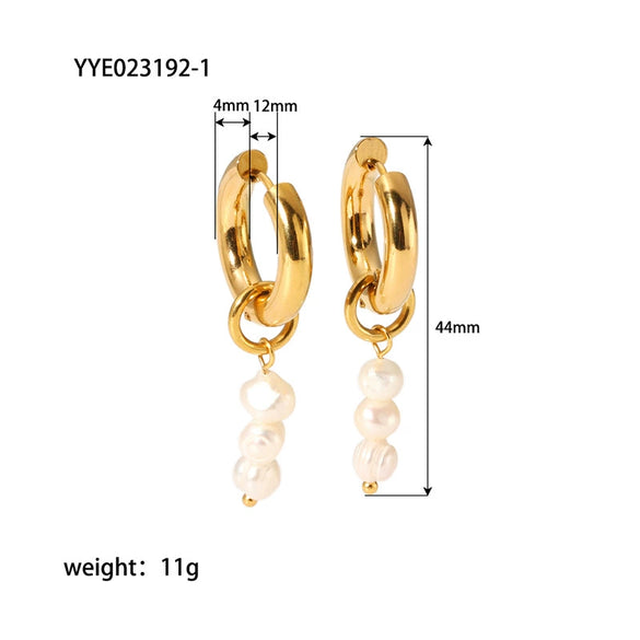 Wholesale Fashion Light Luxury Freshwater Pearl Stainless Steel Earrings With 18K Gold Plated Vacuum Real Gold Electroplating In Pvd Furnace