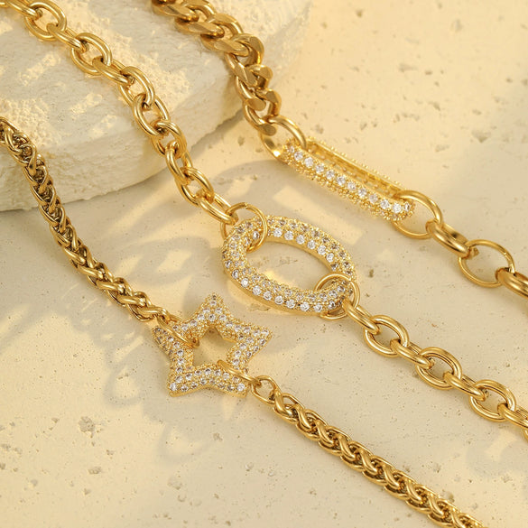 Wholesale Fashion Light Luxury Geometric Stainless Steel Electroplated Bracelet For Women