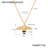 Wholesale Fashion Light Luxury Oil Dropping Zircon Hard Working Bee Double Layer Jewelry Set In Titanium Steel With Electroplating For Women