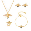 Wholesale Fashion Light Luxury Oil Dropping Zircon Hard Working Bee Double Layer Jewelry Set In Titanium Steel With Electroplating For Women