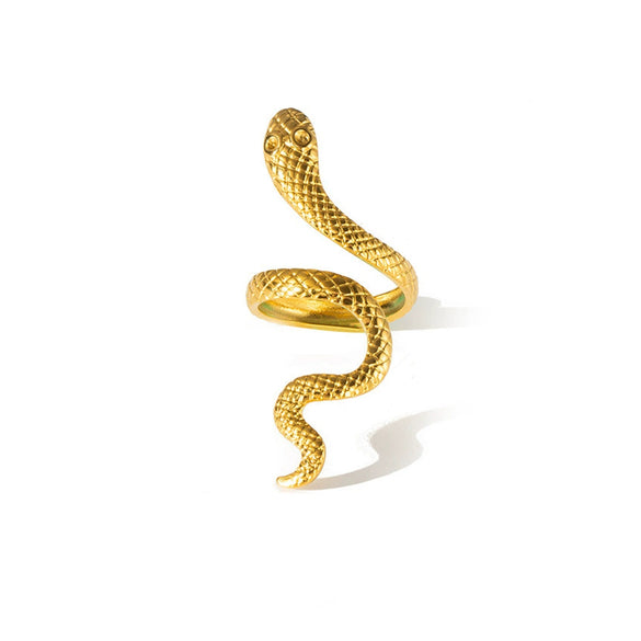 Wholesale Fashion Light Luxury Snake Titanium Steel Ring For Women With 18K Stainless Steel Plated Electroplating