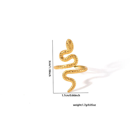 Wholesale Fashion Light Luxury Snake Titanium Steel Ring For Women With 18K Stainless Steel Plated Electroplating