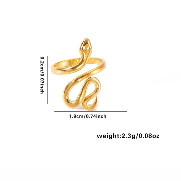 Wholesale Fashion Light Luxury Snake Titanium Steel Ring For Women With 18K Stainless Steel Plated Electroplating