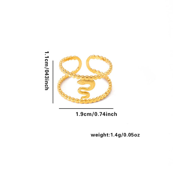 Wholesale Fashion Light Luxury Snake Titanium Steel Ring For Women With 18K Stainless Steel Plated Electroplating
