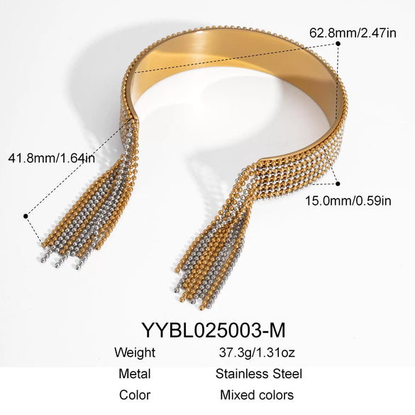 Wholesale Fashion Light Luxury Tassel Open Bracelet Stainless Steel With Pvd Furnace Vacuum Real Gold Plating