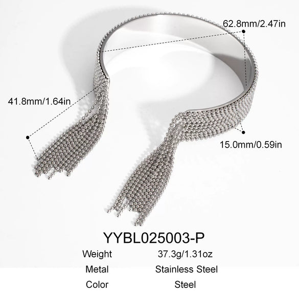 Wholesale Fashion Light Luxury Tassel Open Bracelet Stainless Steel With Pvd Furnace Vacuum Real Gold Plating