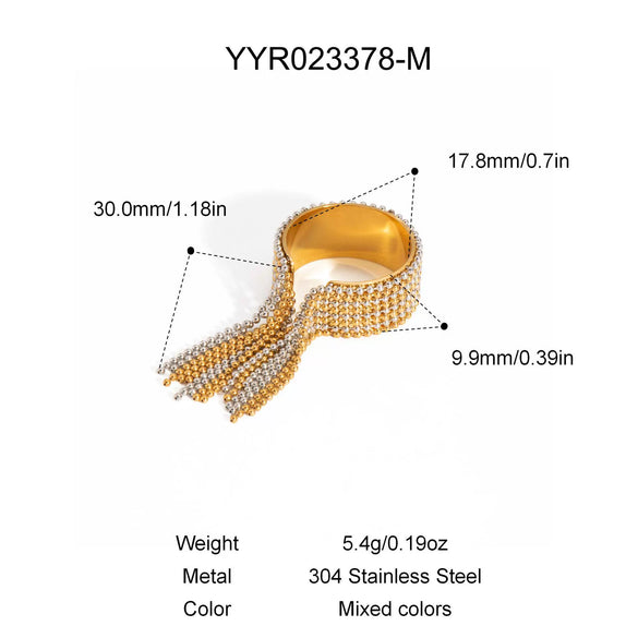 Wholesale Fashion Light Luxury Tassel Open Bracelet Stainless Steel With Pvd Furnace Vacuum Real Gold Plating