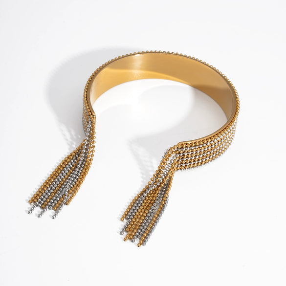 Wholesale Fashion Light Luxury Tassel Open Bracelet Stainless Steel With Pvd Furnace Vacuum Real Gold Plating