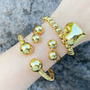 Wholesale Fashion Love Beaded Copper Heart Shaped Gold Plated Electroplated Women's Bracelet