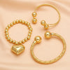 Wholesale Fashion Love Beaded Copper Heart Shaped Gold Plated Electroplated Women's Bracelet