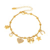Wholesale Fashion Love Bow Geometric Stainless Steel Multi Accessory Bracelet And Anklet With Electroplating For Women