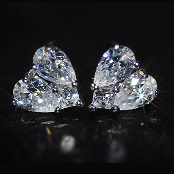Wholesale Fashion Love Earrings Copper Heartshaped Zircon For Female
