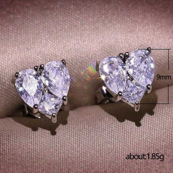 Wholesale Fashion Love Earrings Copper Heartshaped Zircon For Female