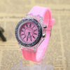 Wholesale Fashion Luminous Quartz Sports Watch Plastic Case Silicone Strap Stainless Steel Buckle Round Dial