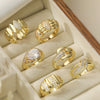 Wholesale Fashion Luxury Copper 18K Gold Plated Zircon Geometric Open Ring For Women Micropaved