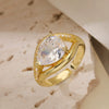 Wholesale Fashion Luxury Copper 18K Gold Plated Zircon Geometric Open Ring For Women Micropaved
