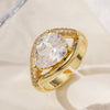 Wholesale Fashion Luxury Copper 18K Gold Plated Zircon Geometric Open Ring For Women Micropaved