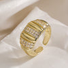 Wholesale Fashion Luxury Copper 18K Gold Plated Zircon Geometric Open Ring For Women Micropaved