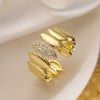 Wholesale Fashion Luxury Copper 18K Gold Plated Zircon Geometric Open Ring For Women Micropaved
