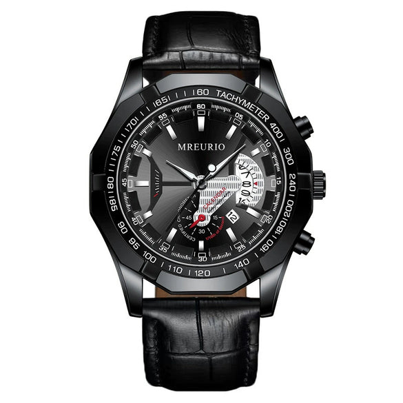 Wholesale Fashion Men's Nonmechanical Watch With Round Dial Alloy Case Imitation Leather Strap And Stainless Steel Buckle