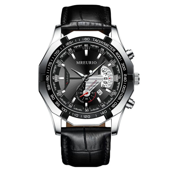 Wholesale Fashion Men's Nonmechanical Watch With Round Dial Alloy Case Imitation Leather Strap And Stainless Steel Buckle
