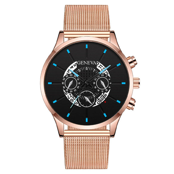 Wholesale Fashion Men's Quartz Watch With Alloy And Stainless Steel Material Round Dial Milan Belt Mesh Belt Pin Buckle
