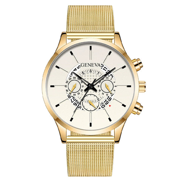 Wholesale Fashion Men's Quartz Watch With Alloy And Stainless Steel Material Round Dial Milan Belt Mesh Belt Pin Buckle