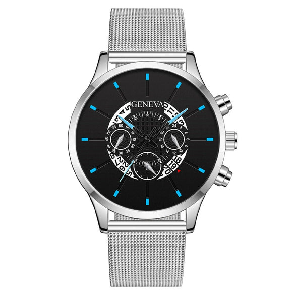 Wholesale Fashion Men's Quartz Watch With Alloy And Stainless Steel Material Round Dial Milan Belt Mesh Belt Pin Buckle