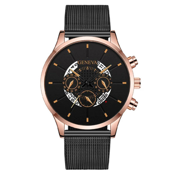 Wholesale Fashion Men's Quartz Watch With Alloy And Stainless Steel Material Round Dial Milan Belt Mesh Belt Pin Buckle